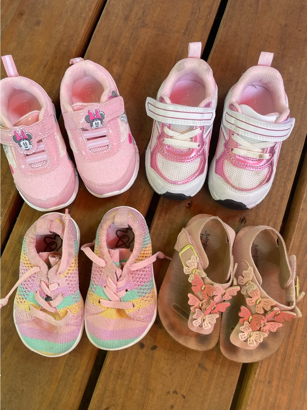 3 Pair Baby Girl Bundle Lot of Mesh and Tennis Shoes Disney & Jumping Bean